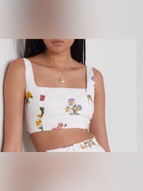 Reformation Cole Floral-Print
Cropped Top Linen Size 10